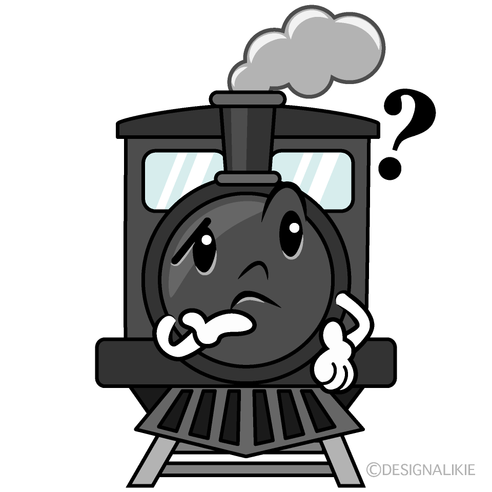 かわいい考える機関車イラスト