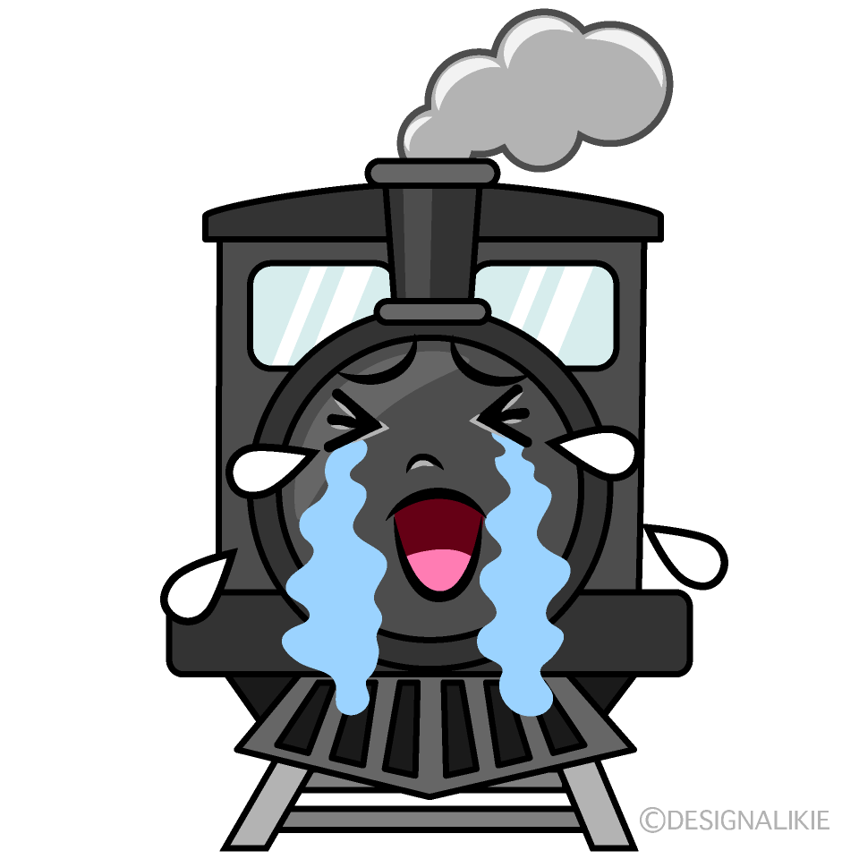 かわいい泣く機関車イラスト