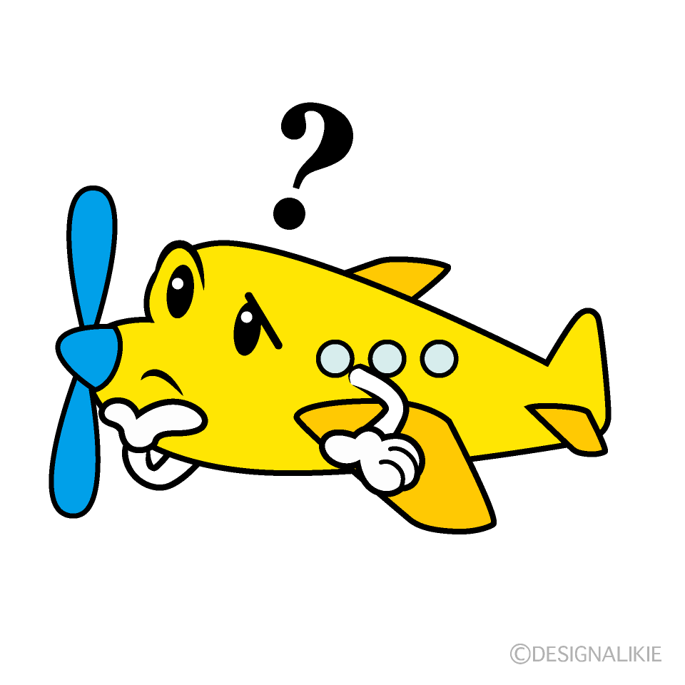 かわいい考えるプロペラ機イラスト