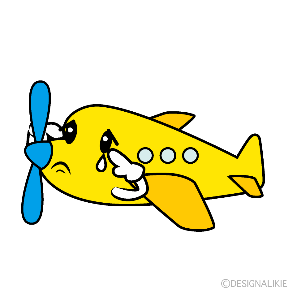かわいい悲しいプロペラ機イラスト