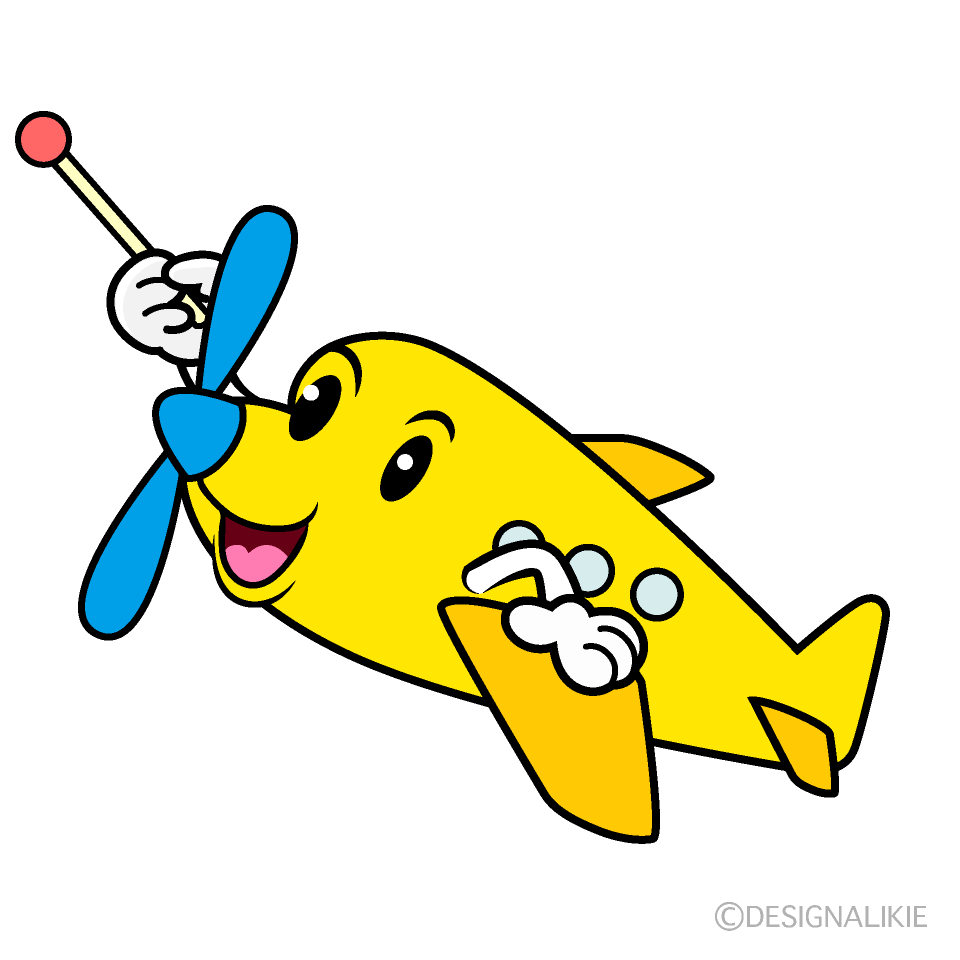 かわいい説明するプロペラ機イラスト