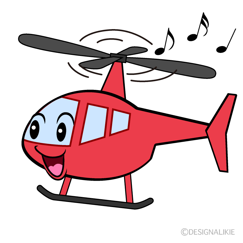 かわいい歌う赤ヘリコプターイラスト