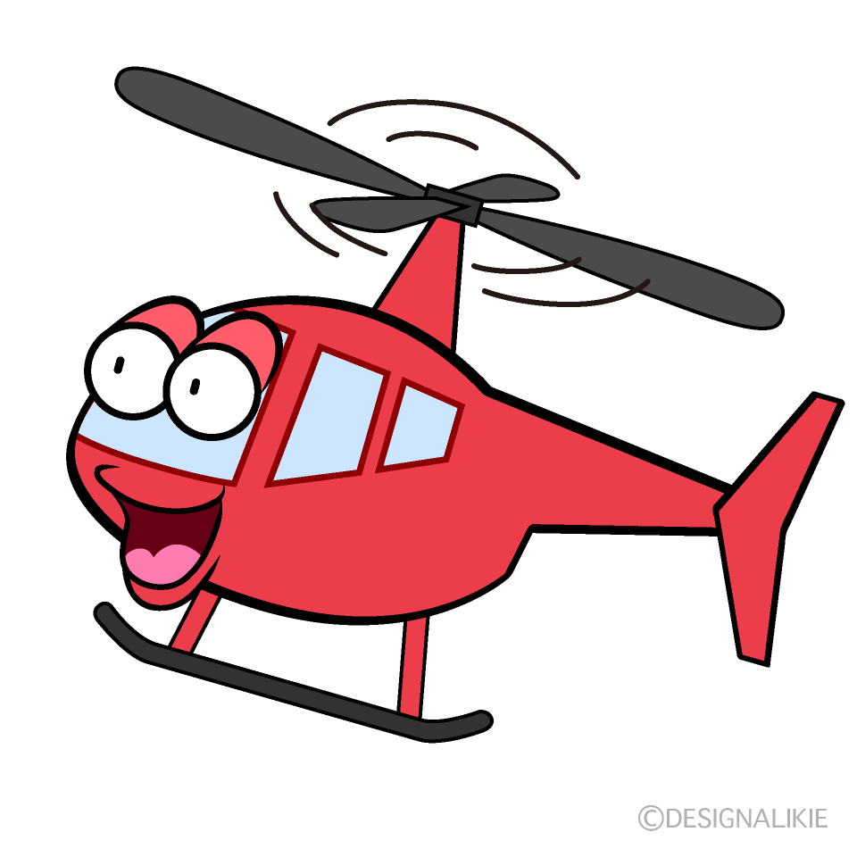 かわいい驚く赤ヘリコプターイラスト