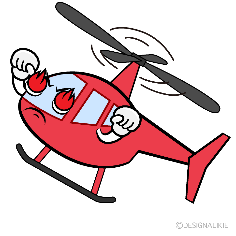 かわいい熱意の赤ヘリコプターイラスト