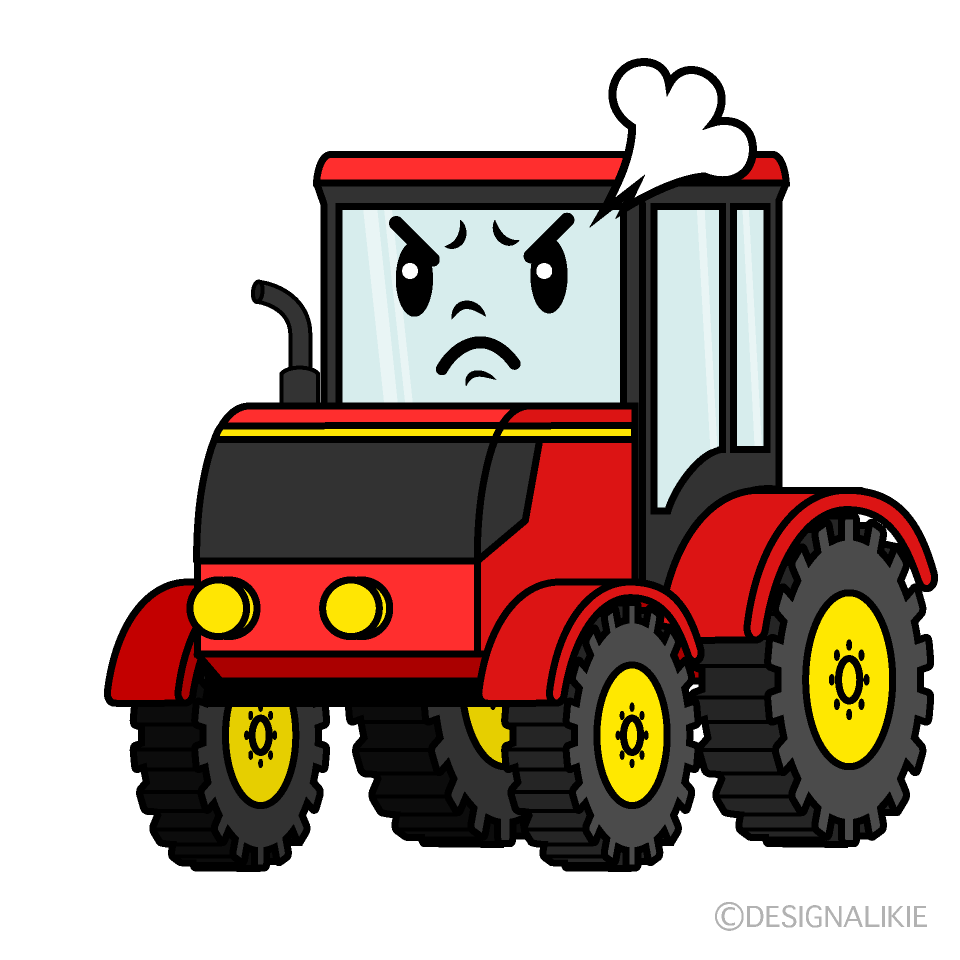 かわいい怒るトラクターイラスト