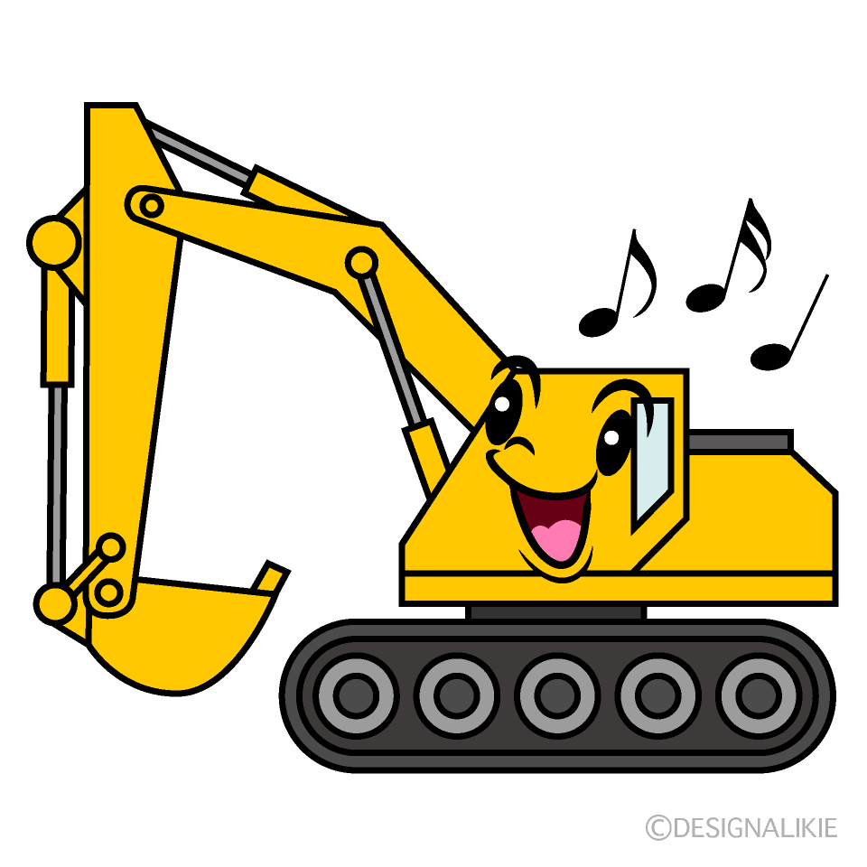かわいい歌うショベルカーイラスト