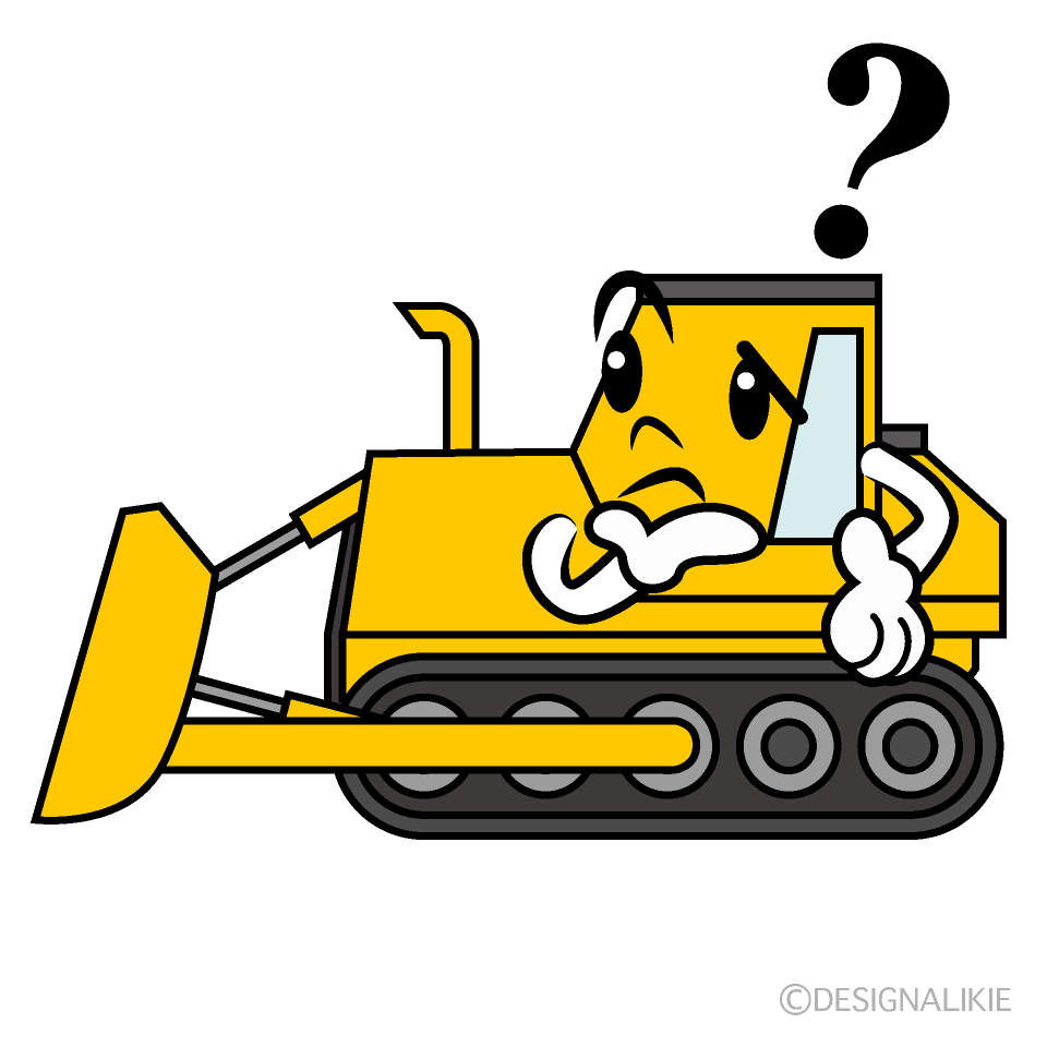 かわいい考えるブルドーザーイラスト
