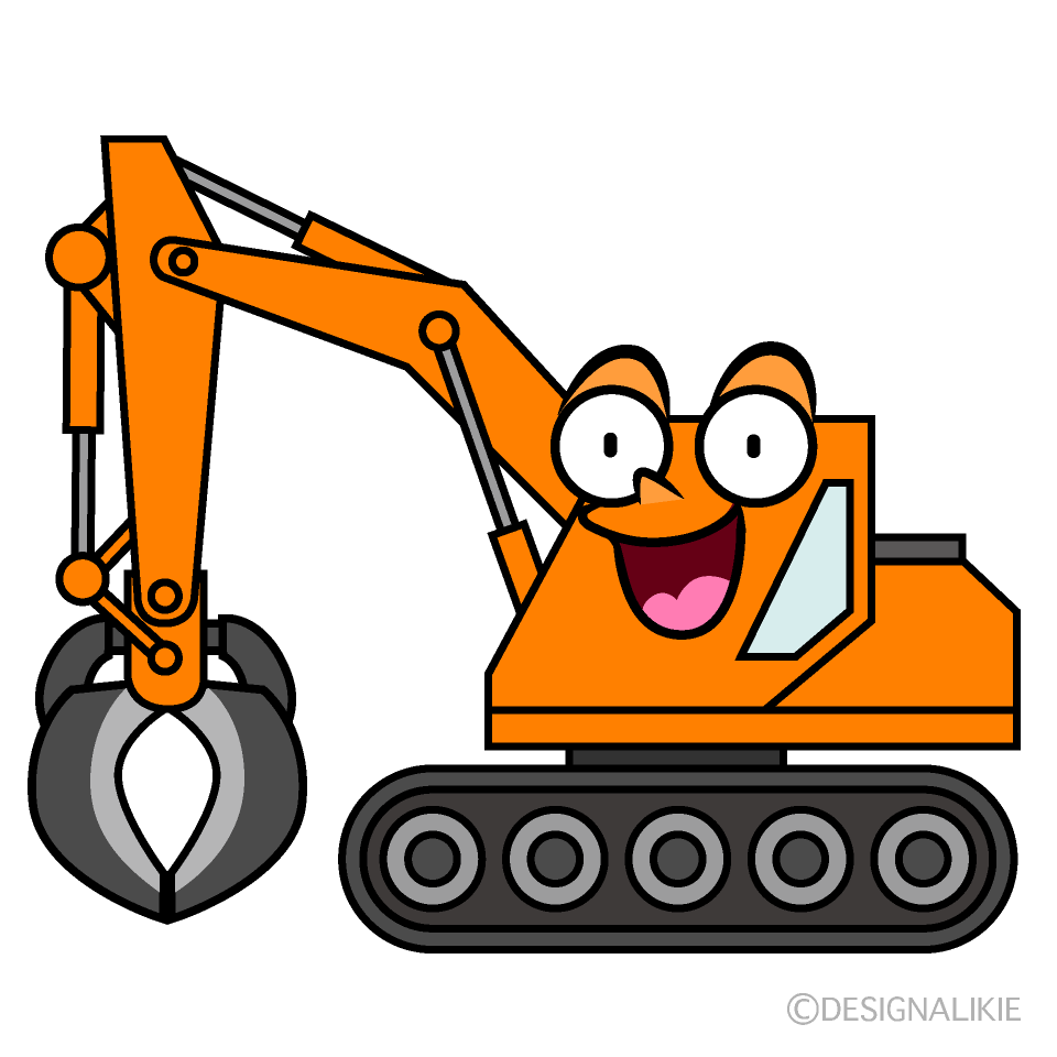 かわいい驚くビル解体車イラスト