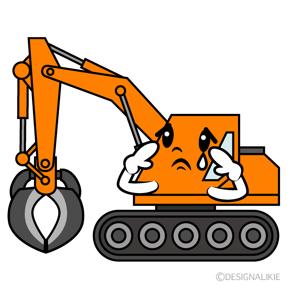 かわいい悲しいビル解体車イラスト