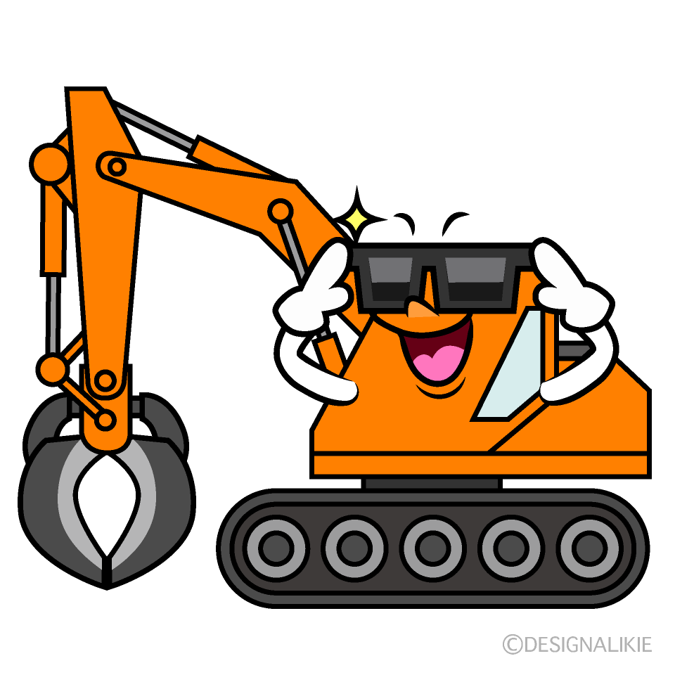 かわいいサングラスのビル解体車イラスト