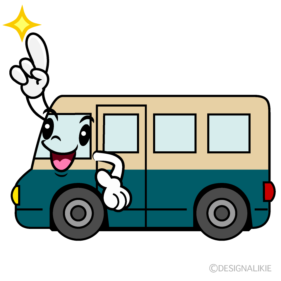 かわいい指差しする宅配車イラスト