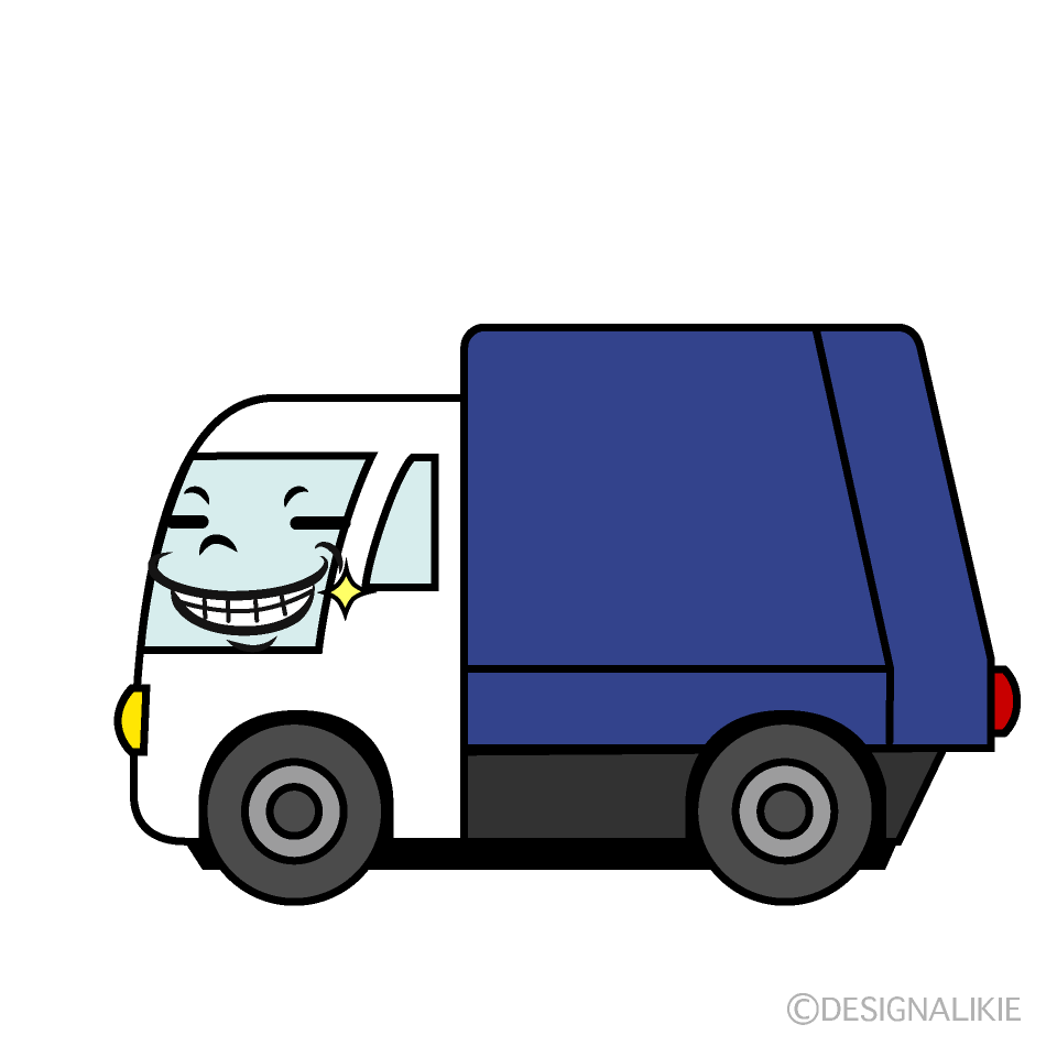 かわいいニヤリとする清掃車イラスト