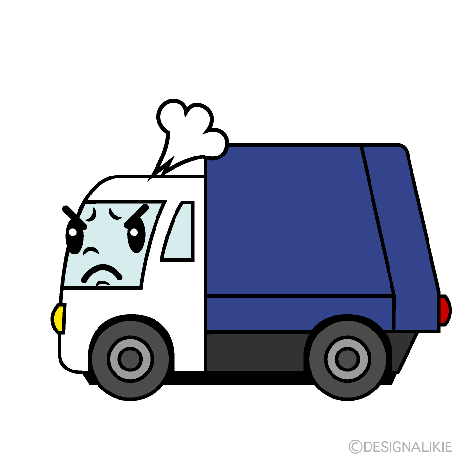 かわいい怒る清掃車イラスト