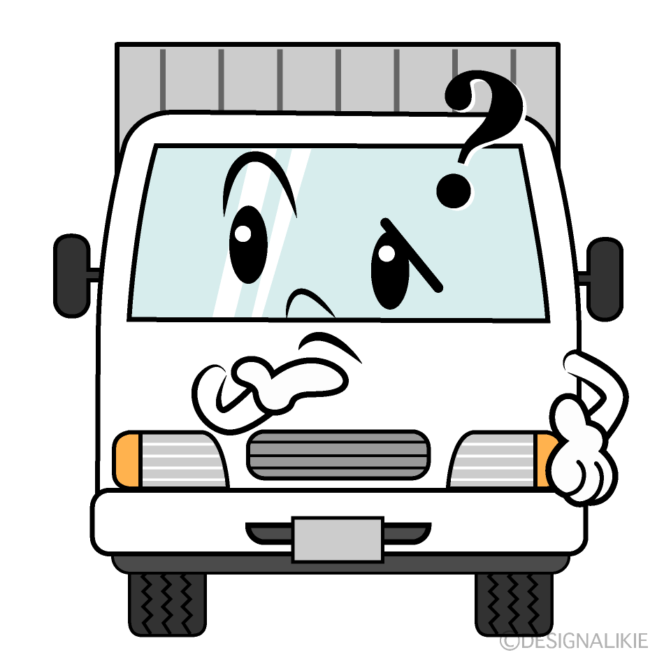 かわいい考える中型トラックイラスト