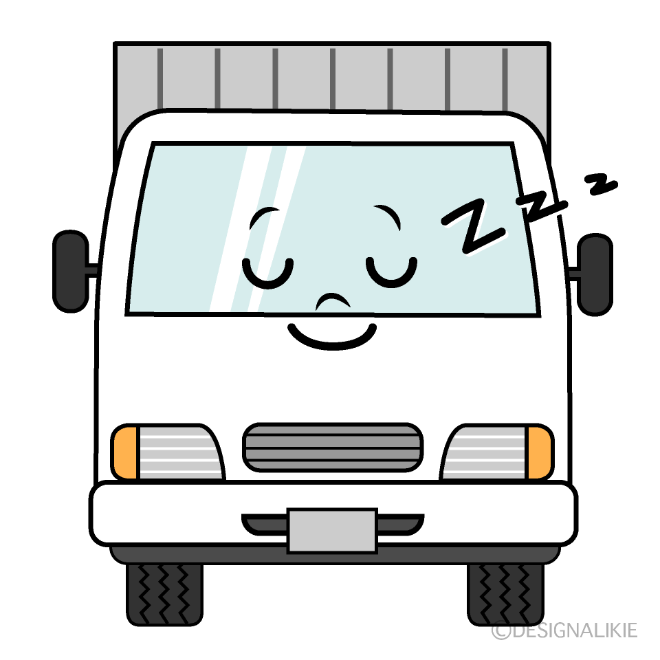 かわいい寝る中型トラックイラスト