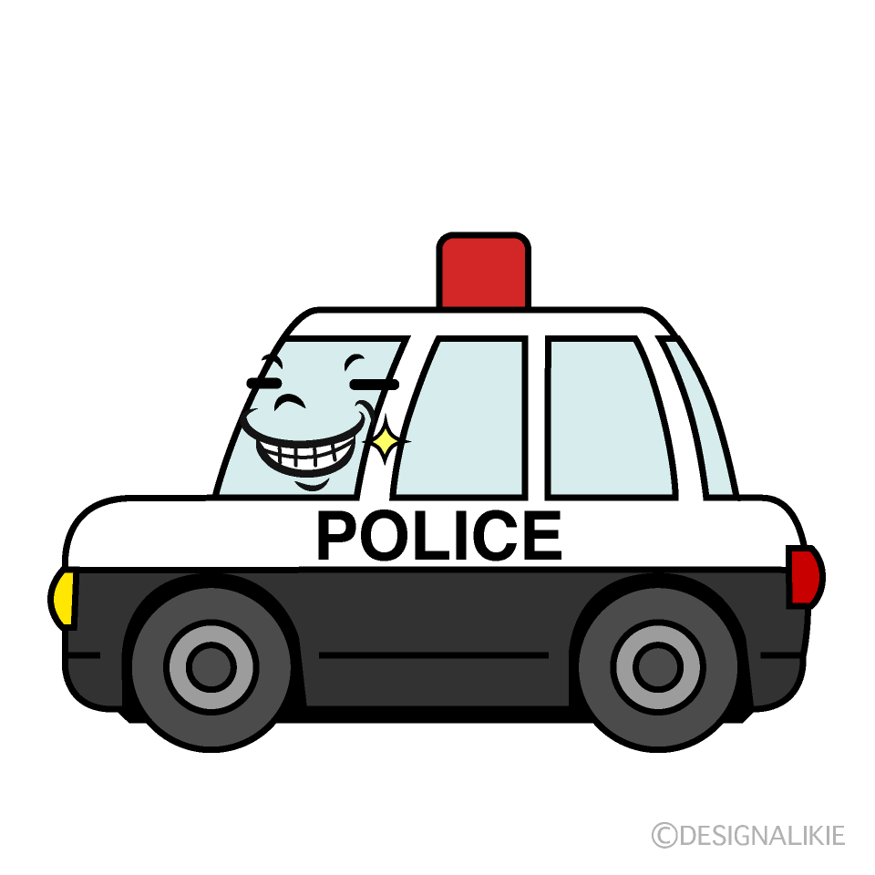 かわいいニヤリとする警察パトカーイラスト