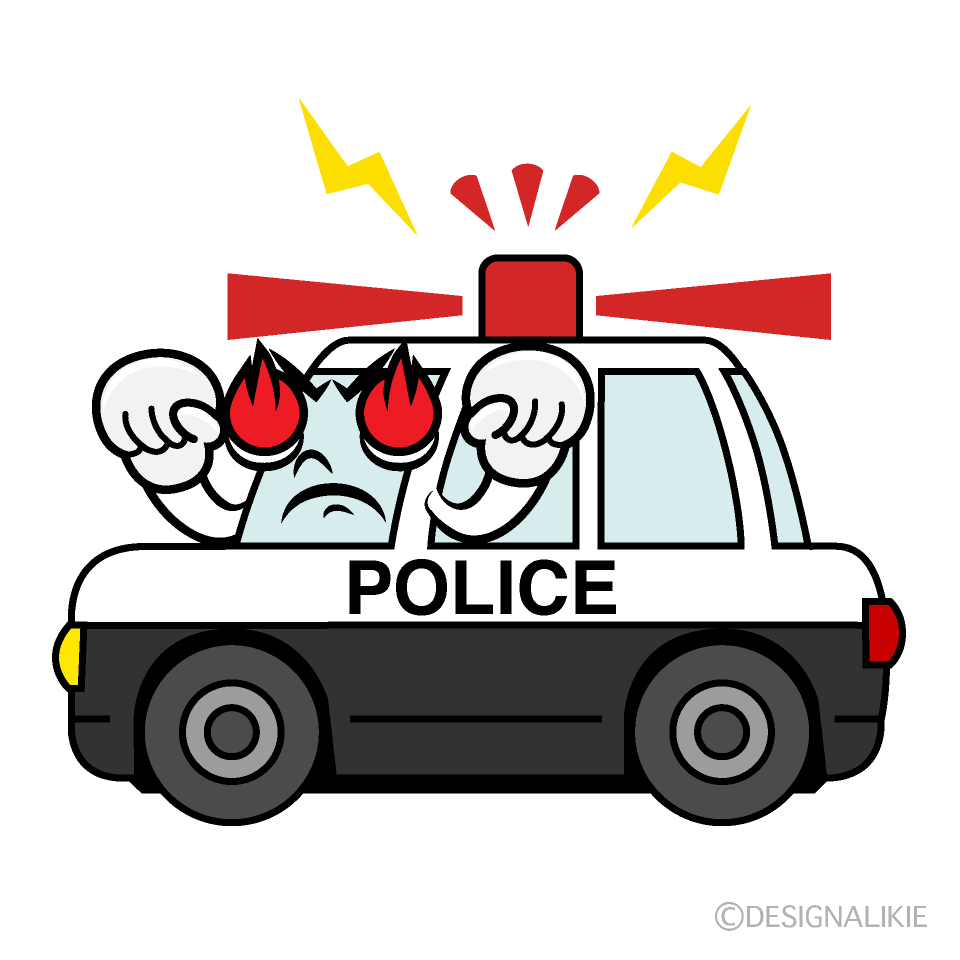 かわいい熱意の警察パトカーイラスト