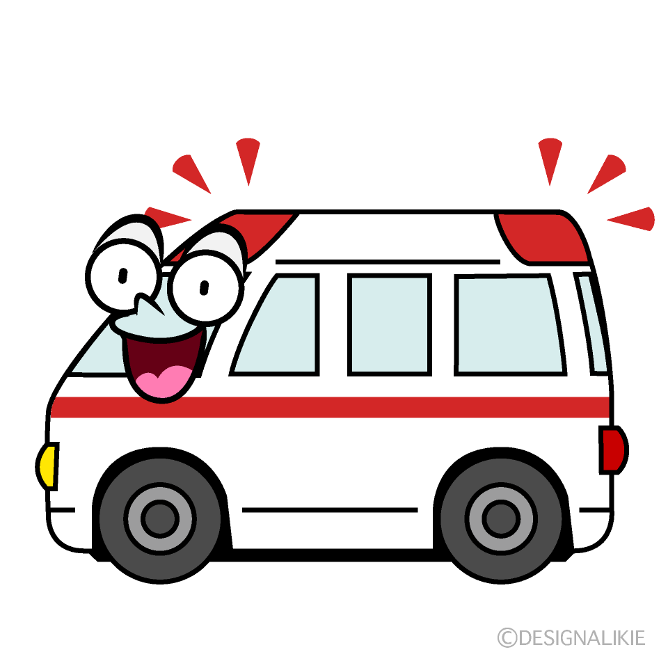 かわいい驚く救急車イラスト