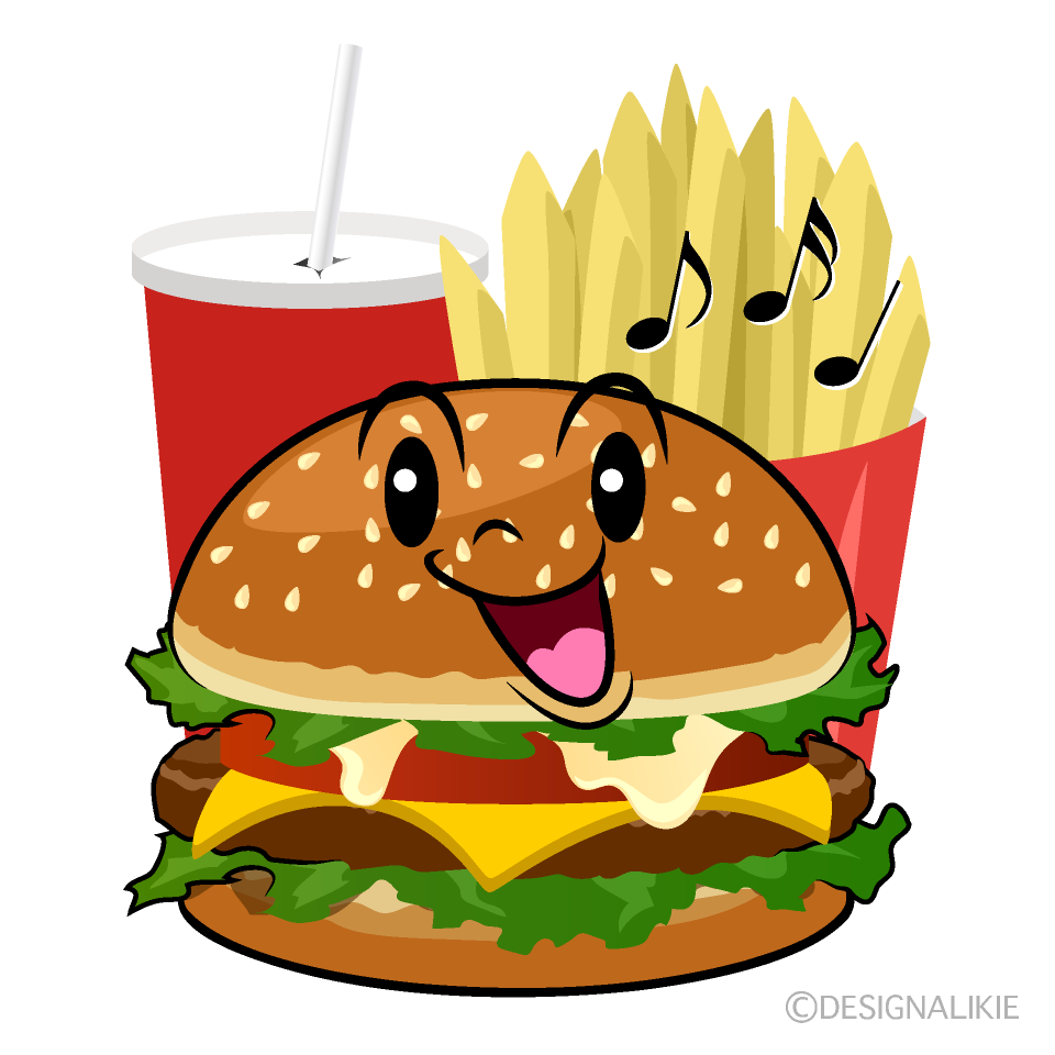 かわいい歌うファストフードイラスト
