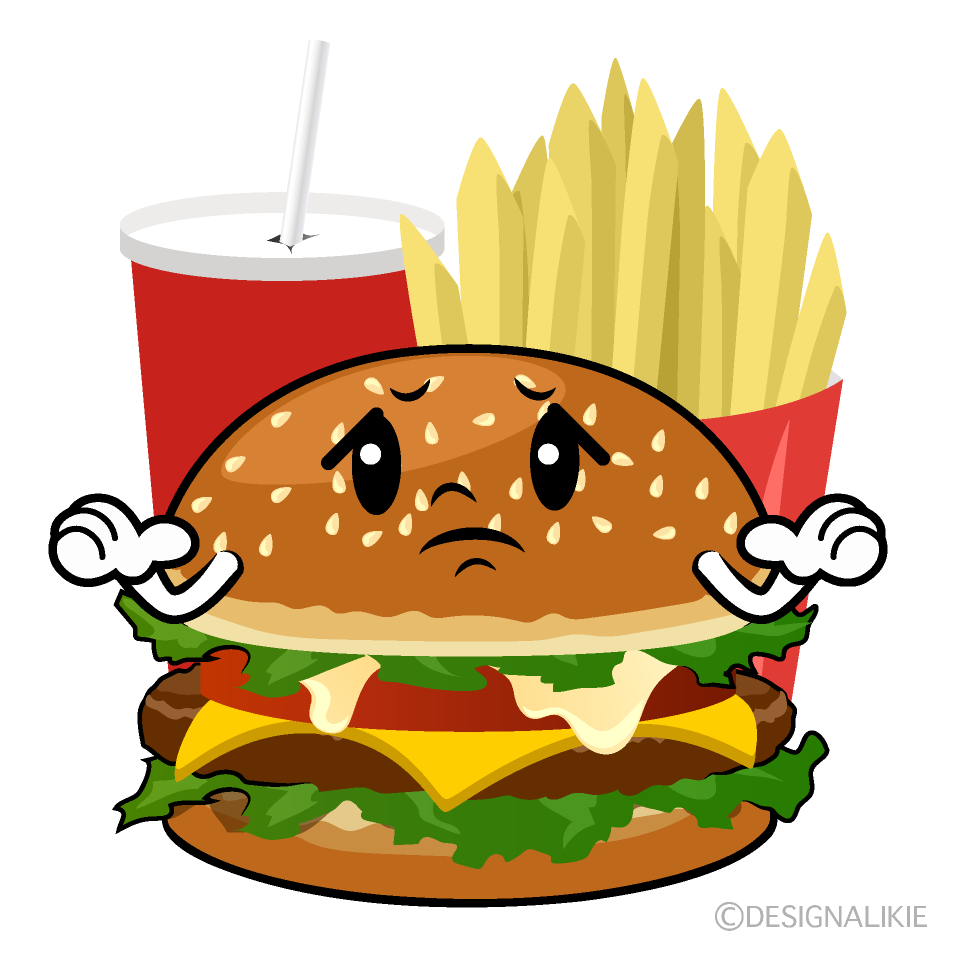かわいい困るファストフードイラスト