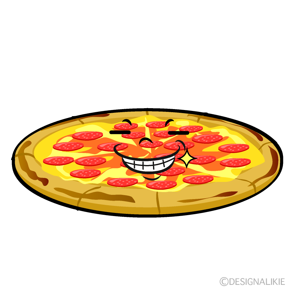 かわいいニヤリとするホールピザイラスト