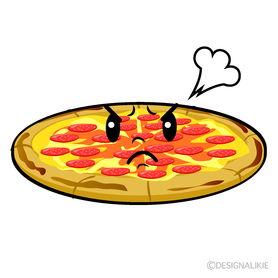 Cute Angry Whole Pizza Clipart