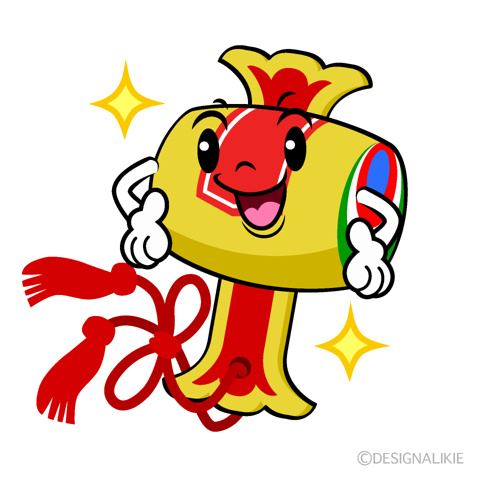 かわいいポーズする打ち出の小槌イラスト