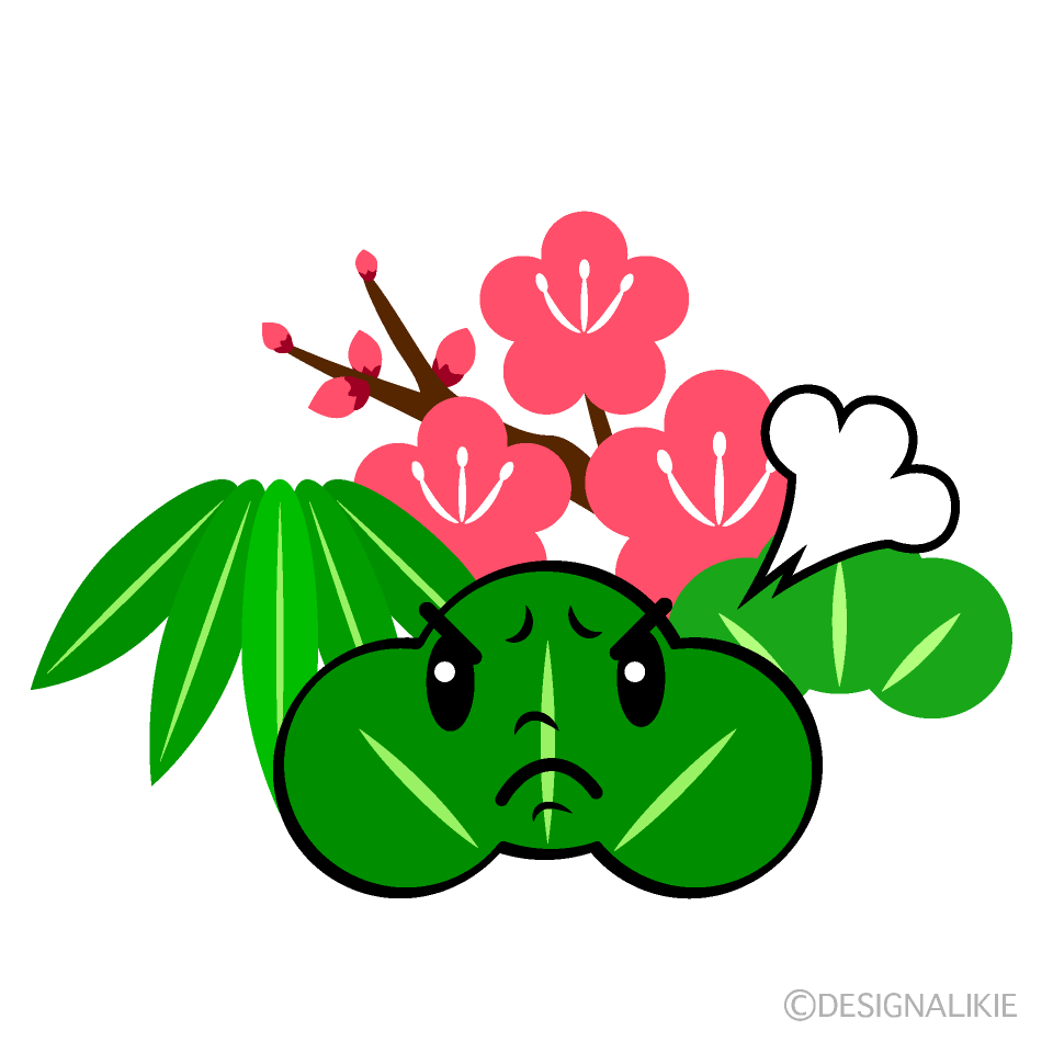 Cute Angry Pine, Bamboo, and Plum Clipart
