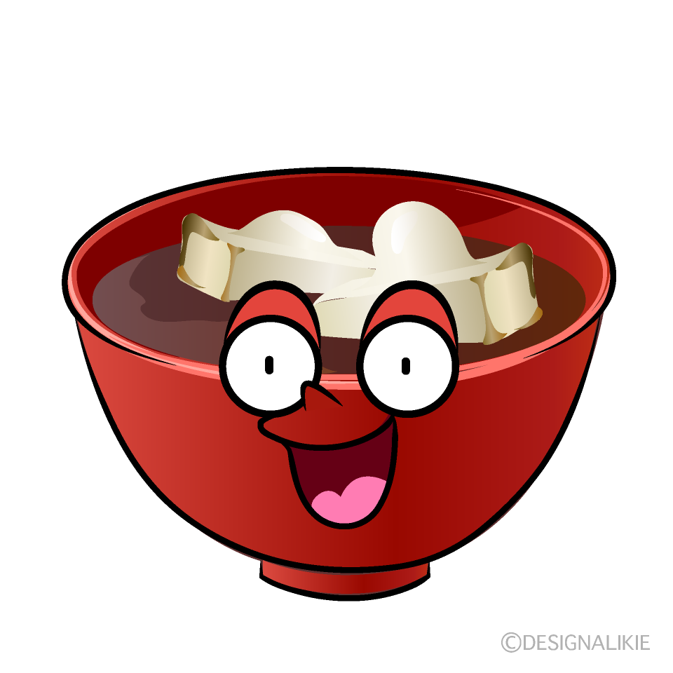 かわいい驚くおしるこイラスト