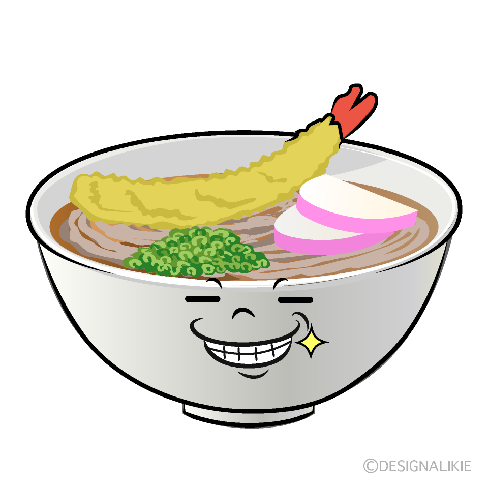 かわいいニヤリとする年越しそばイラスト