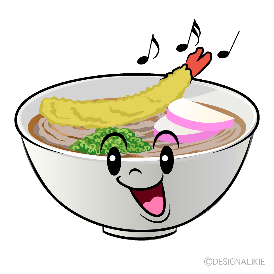 かわいい歌う年越しそばイラスト