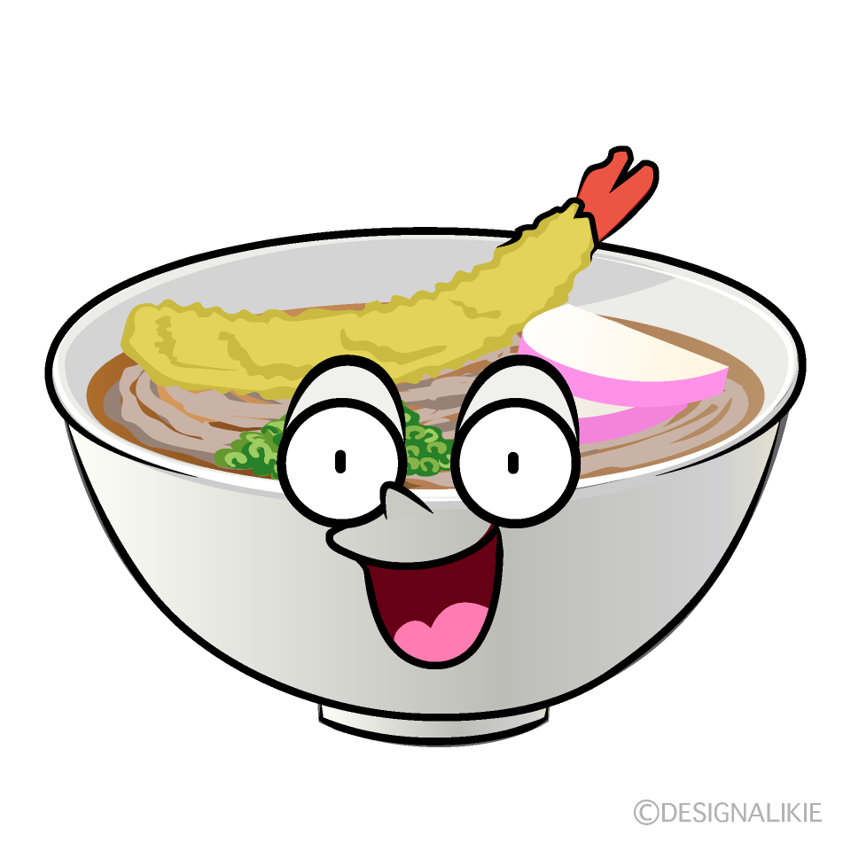 かわいい驚く年越しそばイラスト