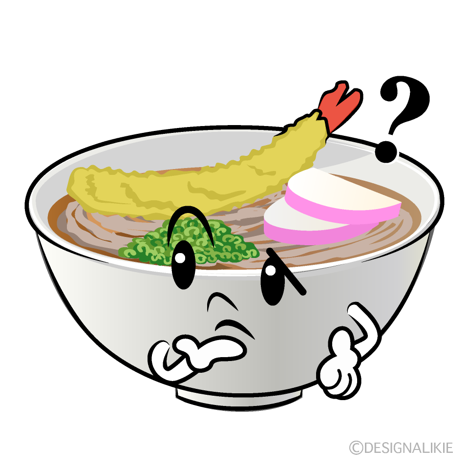 かわいい考える年越しそばイラスト