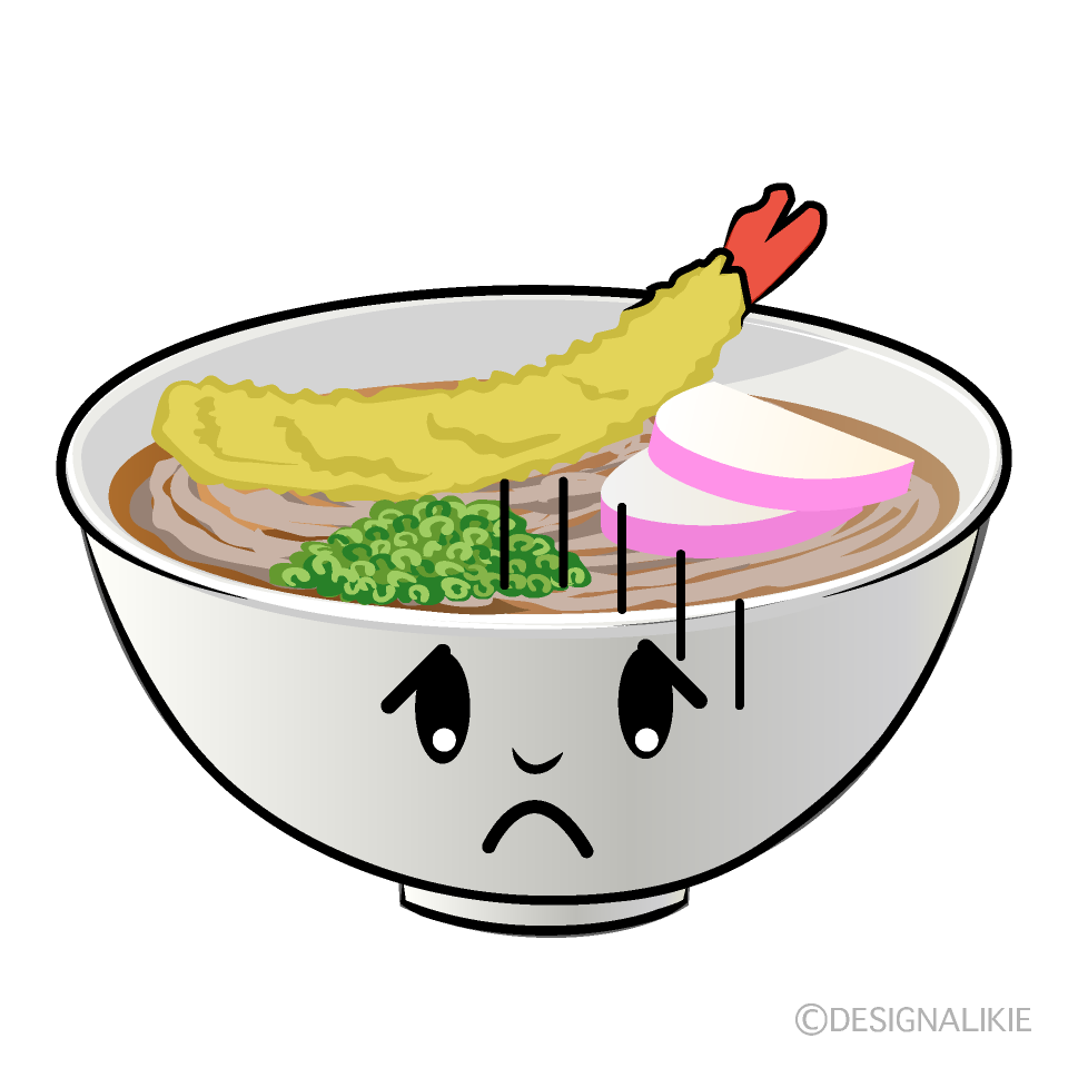 かわいいお辞儀する年越しそばイラスト
