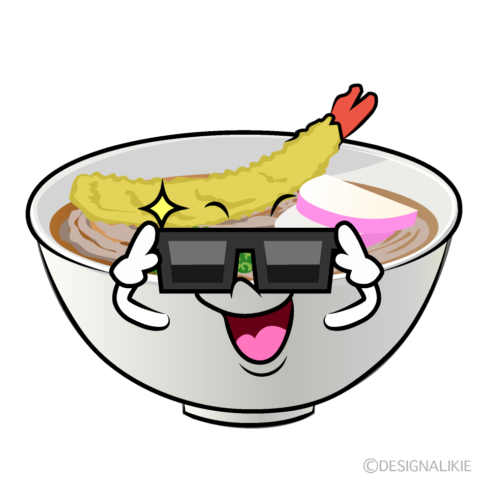 かわいいサングラスの年越しそばイラスト