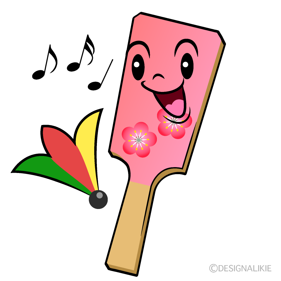 かわいい歌う羽子板イラスト