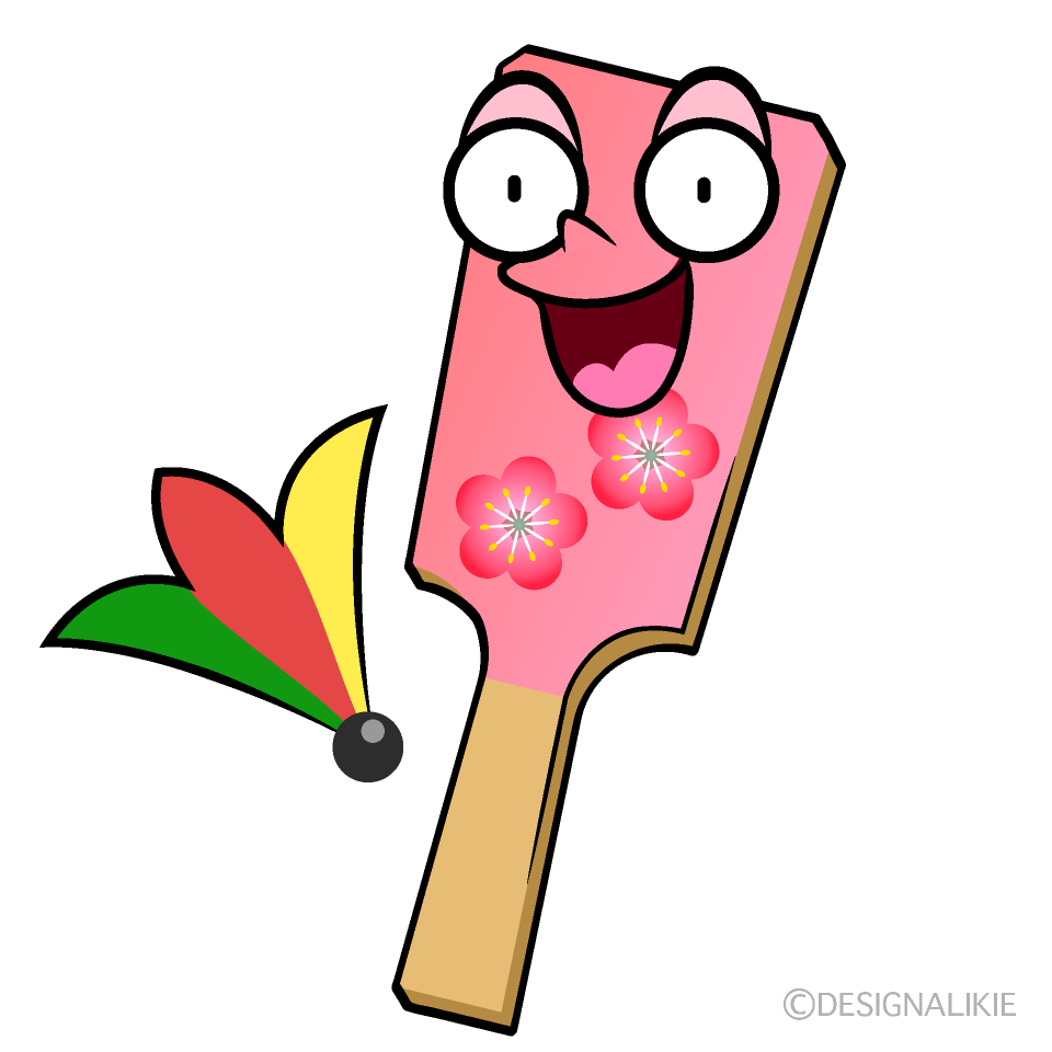 かわいい驚く羽子板イラスト