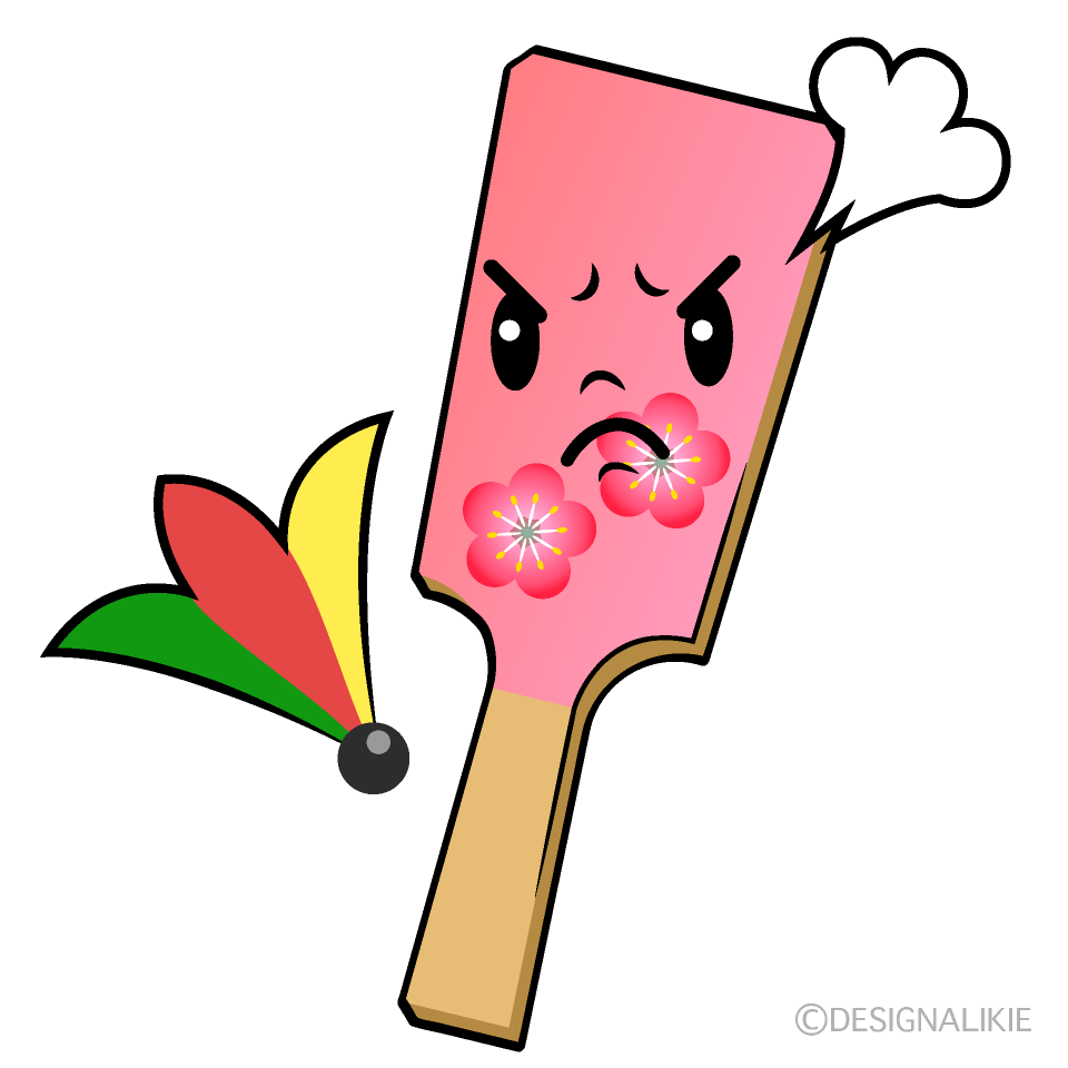 かわいい怒る羽子板イラスト