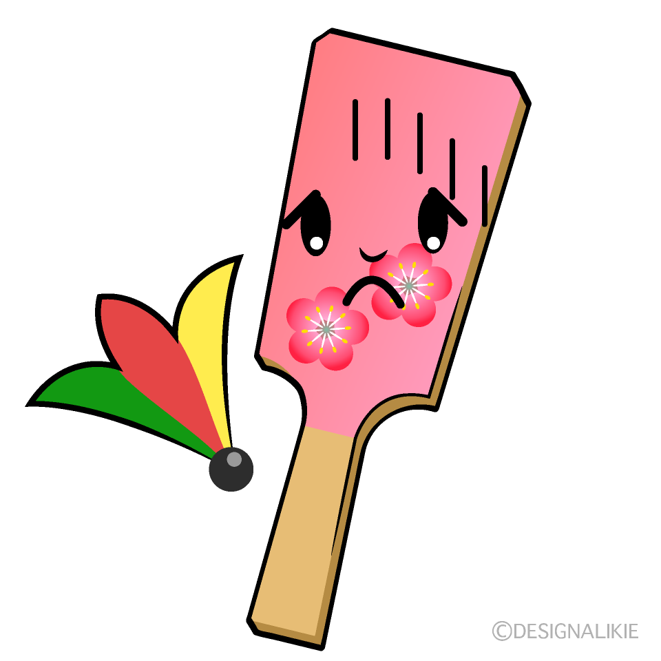 かわいいお辞儀する羽子板イラスト