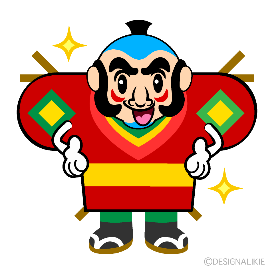かわいいポーズする凧イラスト