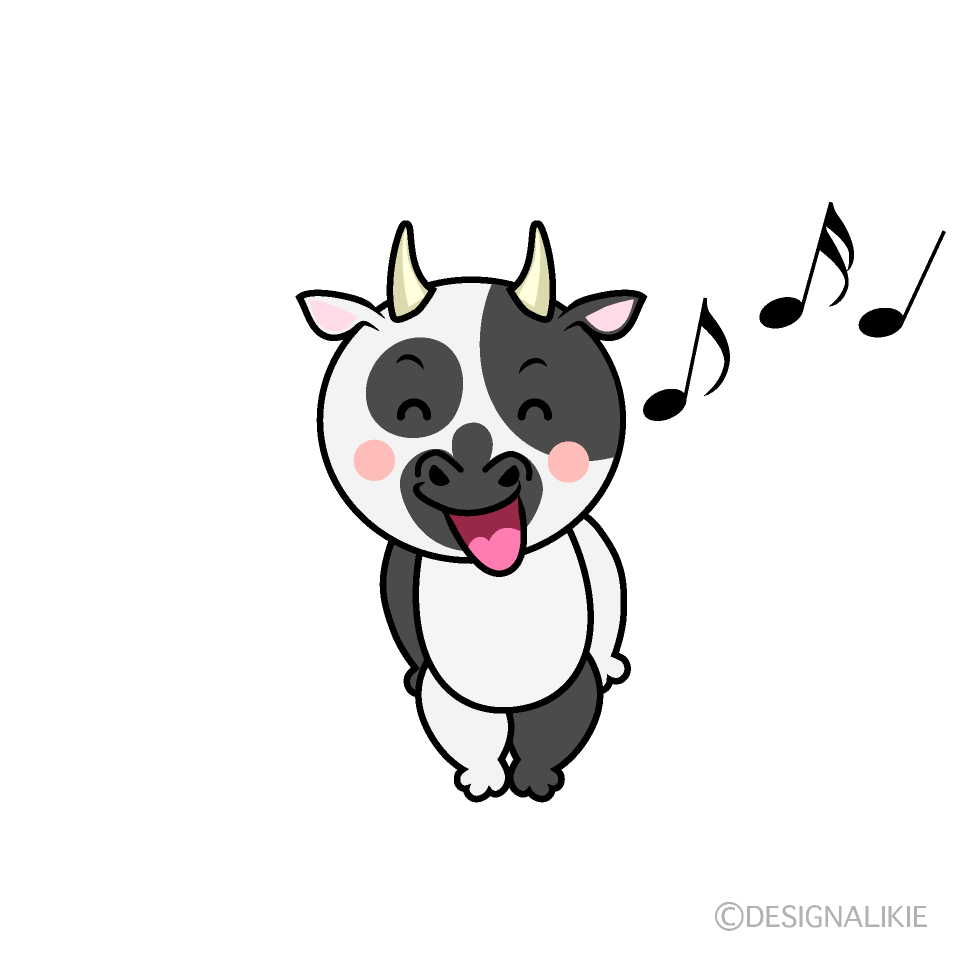 かわいい歌うウシイラスト