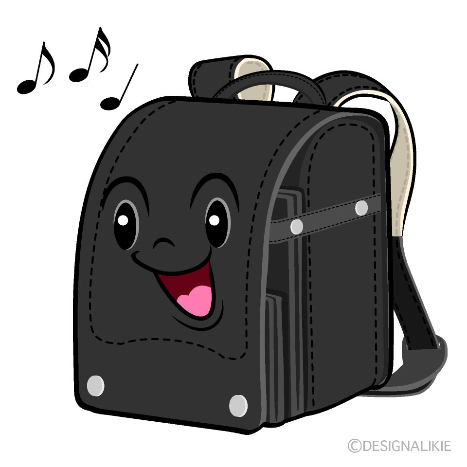 かわいい歌う黒ランドセルイラスト