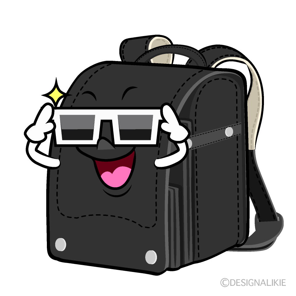 かわいいサングラスの黒ランドセルイラスト