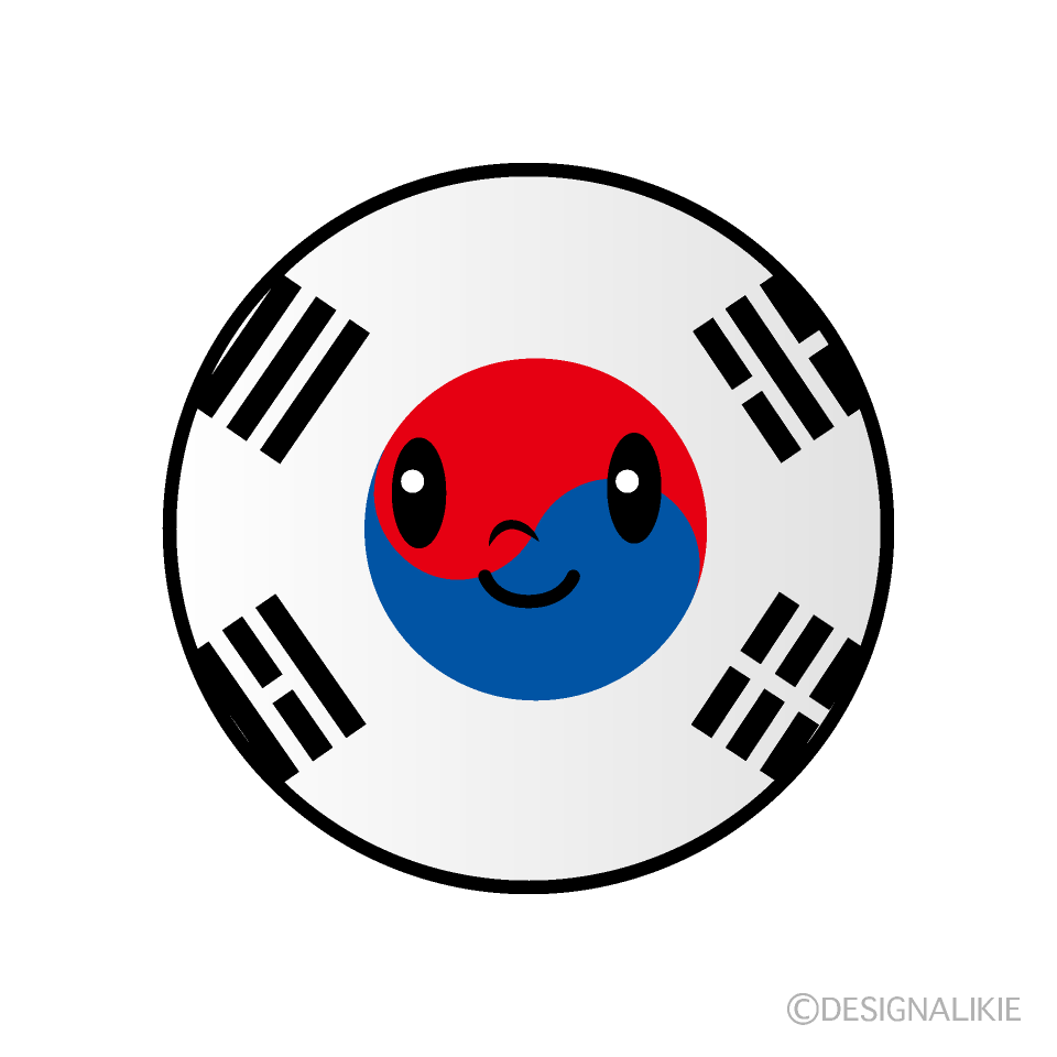 かわいい韓国国旗（丸型）イラスト