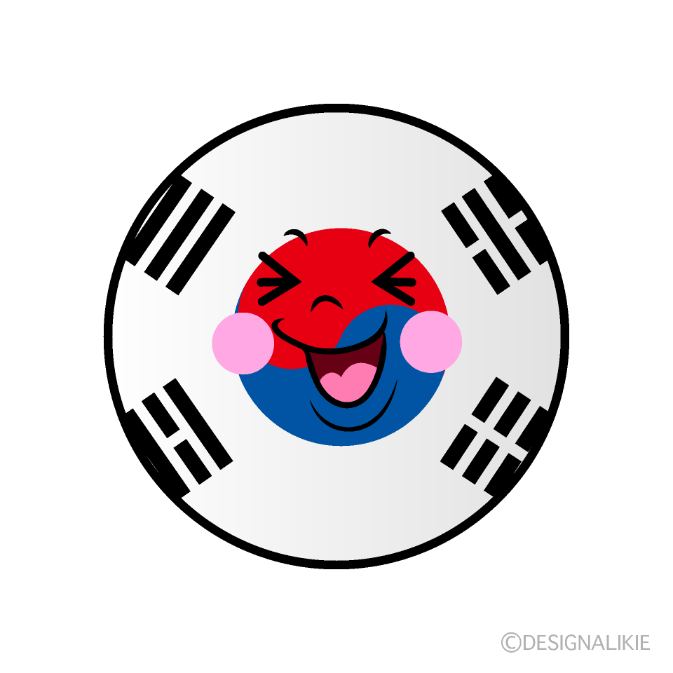 かわいい笑う韓国国旗（丸型）イラスト