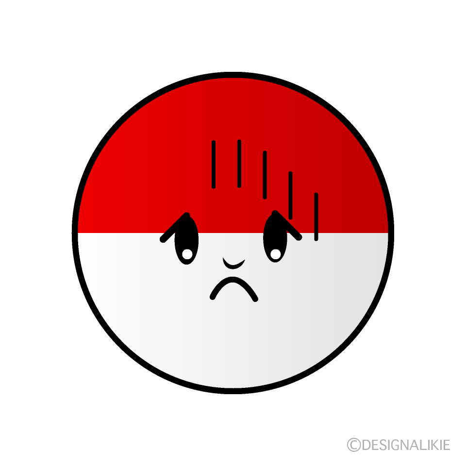 かわいいお辞儀するインドネシア国旗（丸型）イラスト