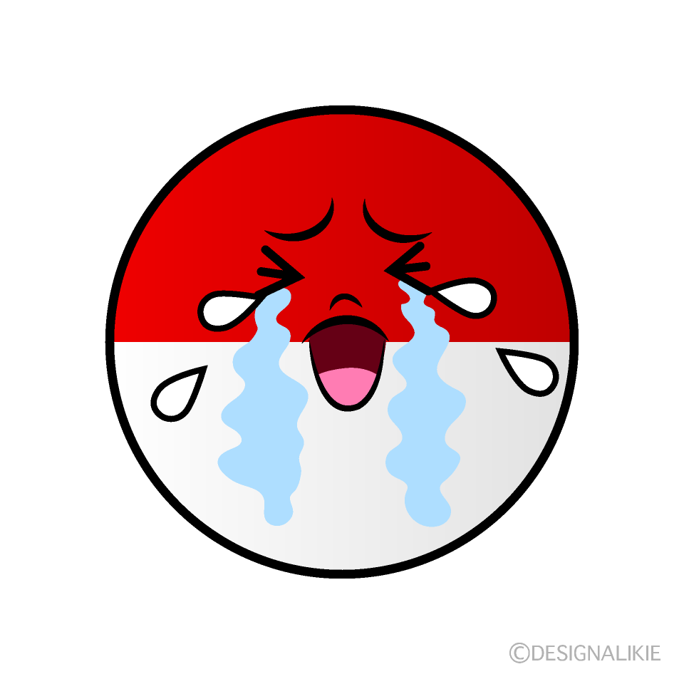 Cute Crying Indonesian Flag (Round) Clipart