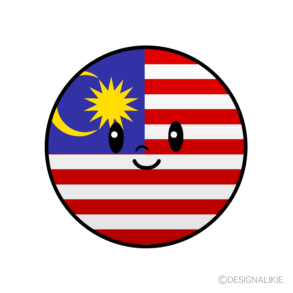 かわいいマレーシア国旗（丸型）イラスト