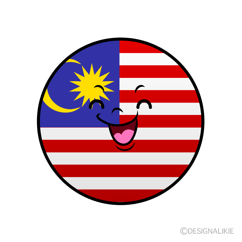 かわいい笑顔のマレーシア国旗（丸型）イラスト