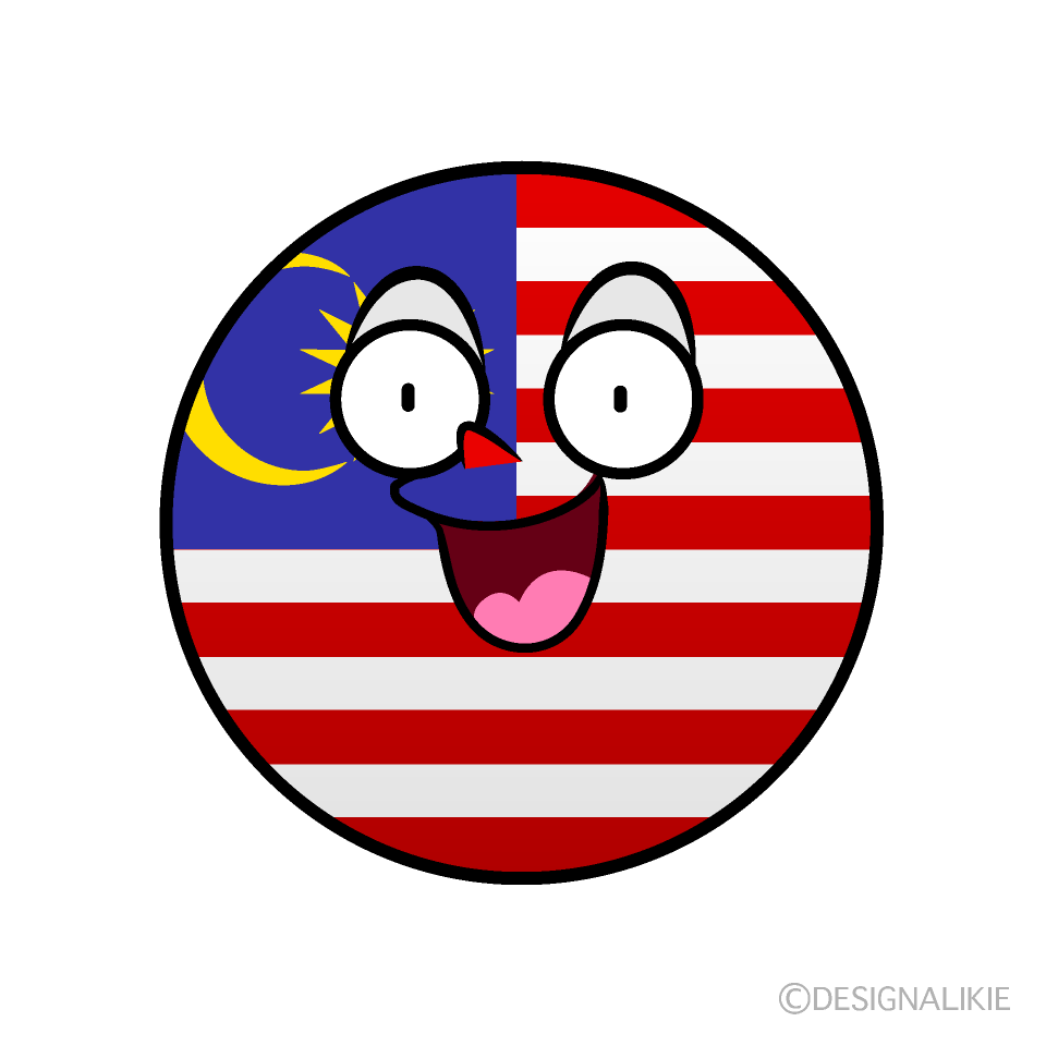 かわいい驚くマレーシア国旗（丸型）イラスト